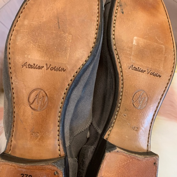 Paris France Atelier Voisin AV Gray Grey Suede Shoes Lace Up Tie Up MENS EU42 - Picture 7 of 9